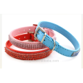 rhinestone luminous leather dog collars for small order